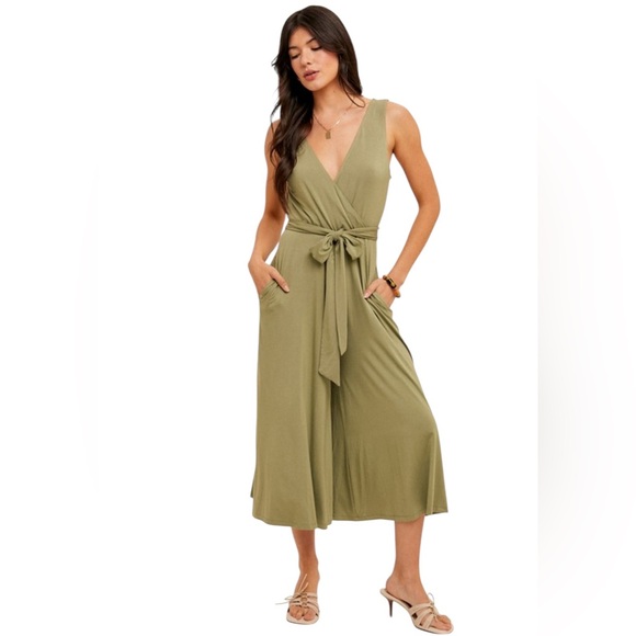 Hem & Thread Pants - Hem & Thread Olive Green Jumpsuit